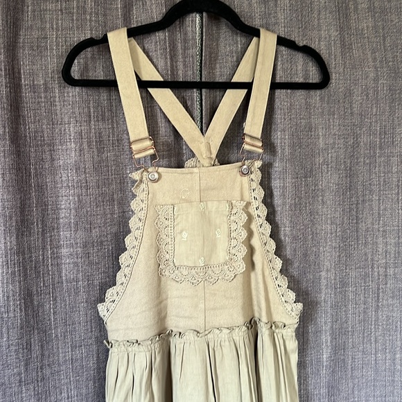 In loom three bird nest green overall dress maxi length size large - Picture 6 of 10